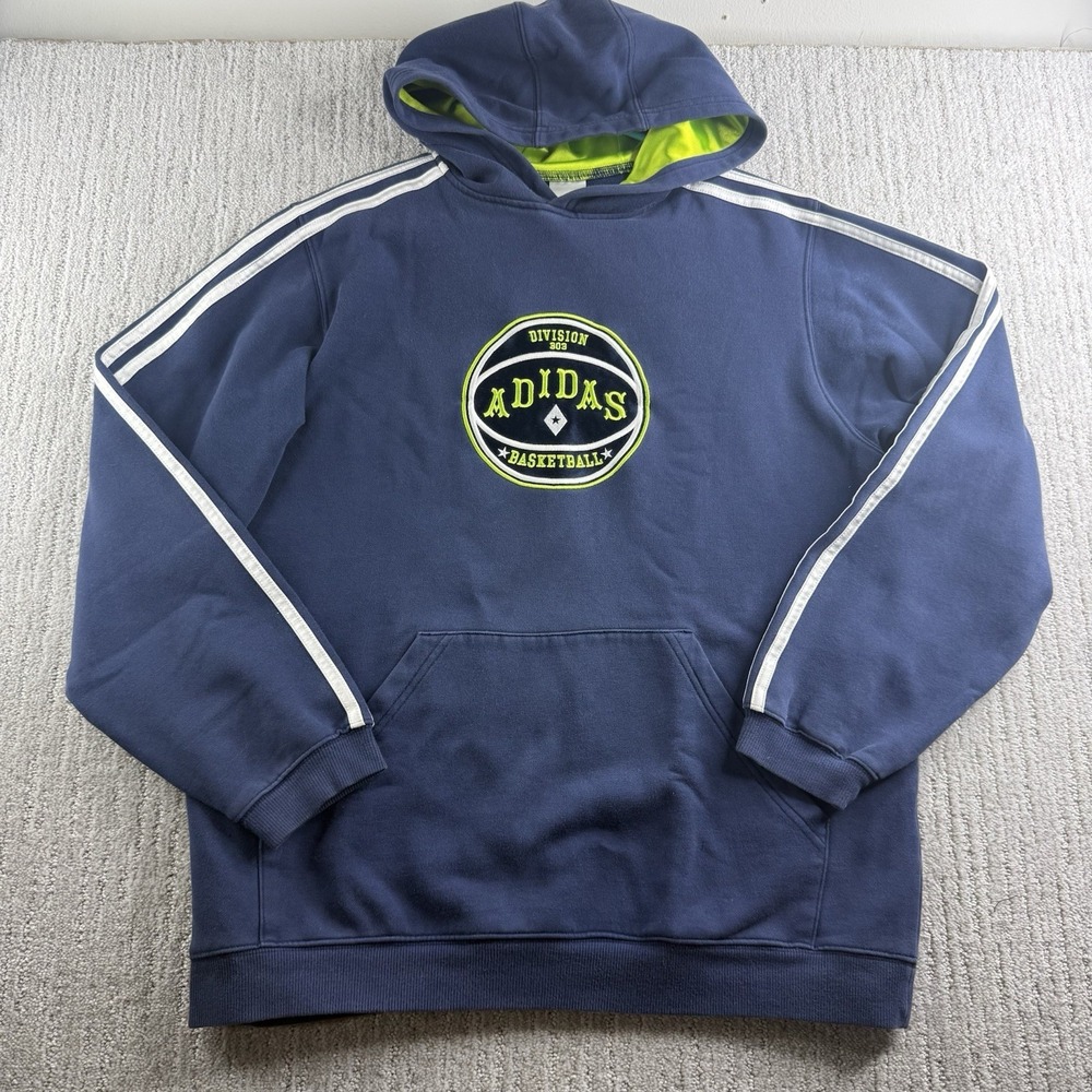 Y2K Adidas Basketball Hoodie Youth XL Blue